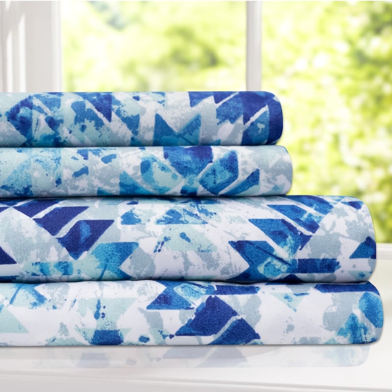 Aqualina 4-Piece Patterned Deep Pocket Bed Sheet Set