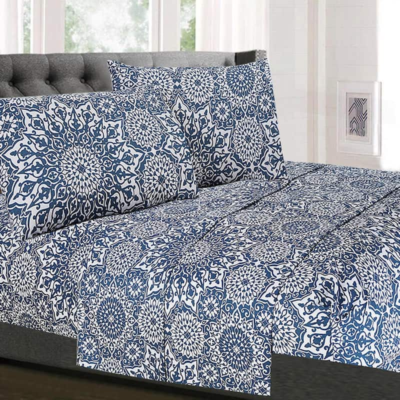 Oasis 4-Piece Patterned Deep Pocket Bed Sheet Set