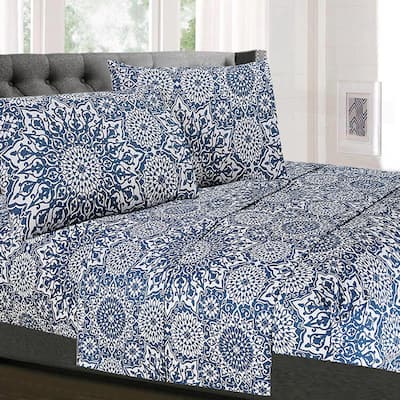 Oasis 4-Piece Patterned Deep Pocket Bed Sheet Set