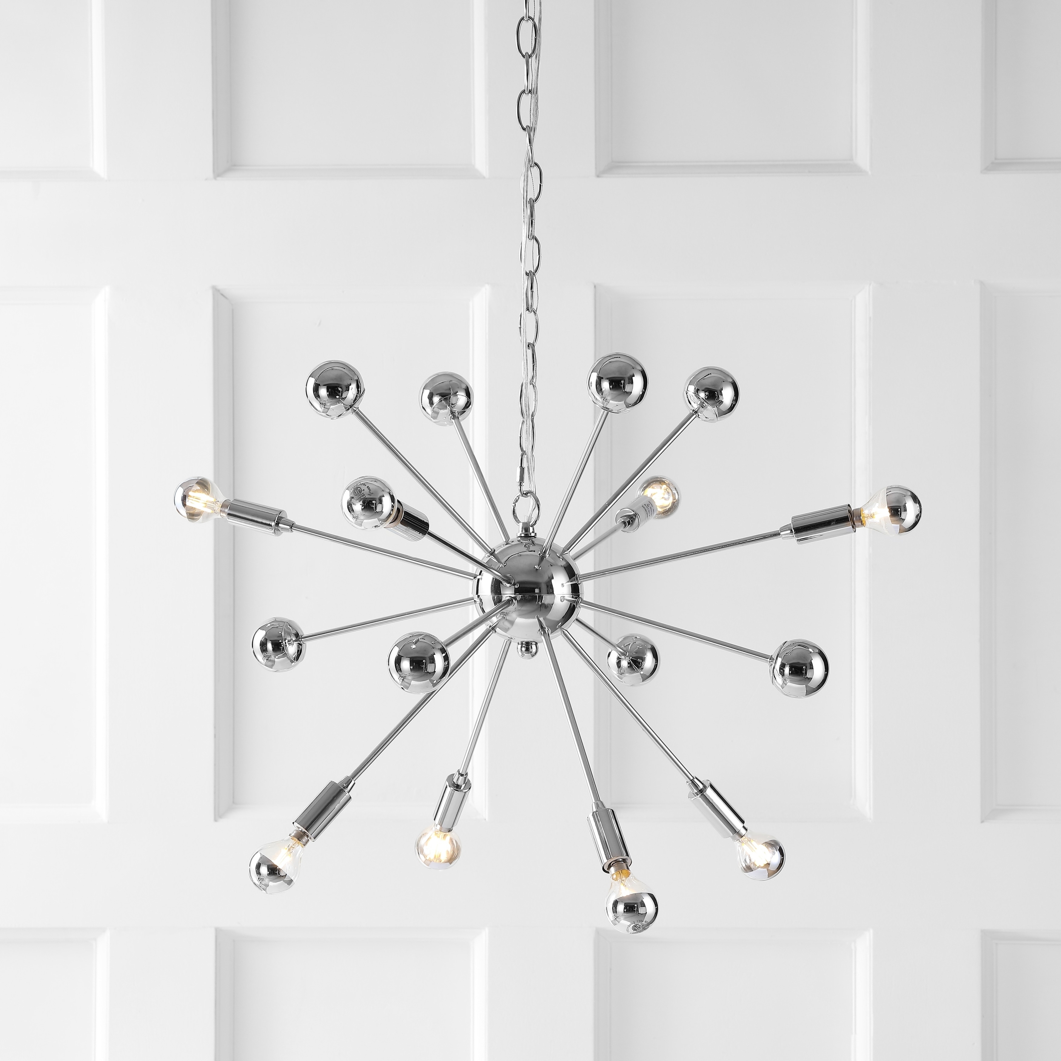 Glenn 8-Light 22.5" Metal Sputnik-Style LED Chandelier, Chrome by JONATHAN  Y - Chandeliers For Bedrooms by Overstock.com