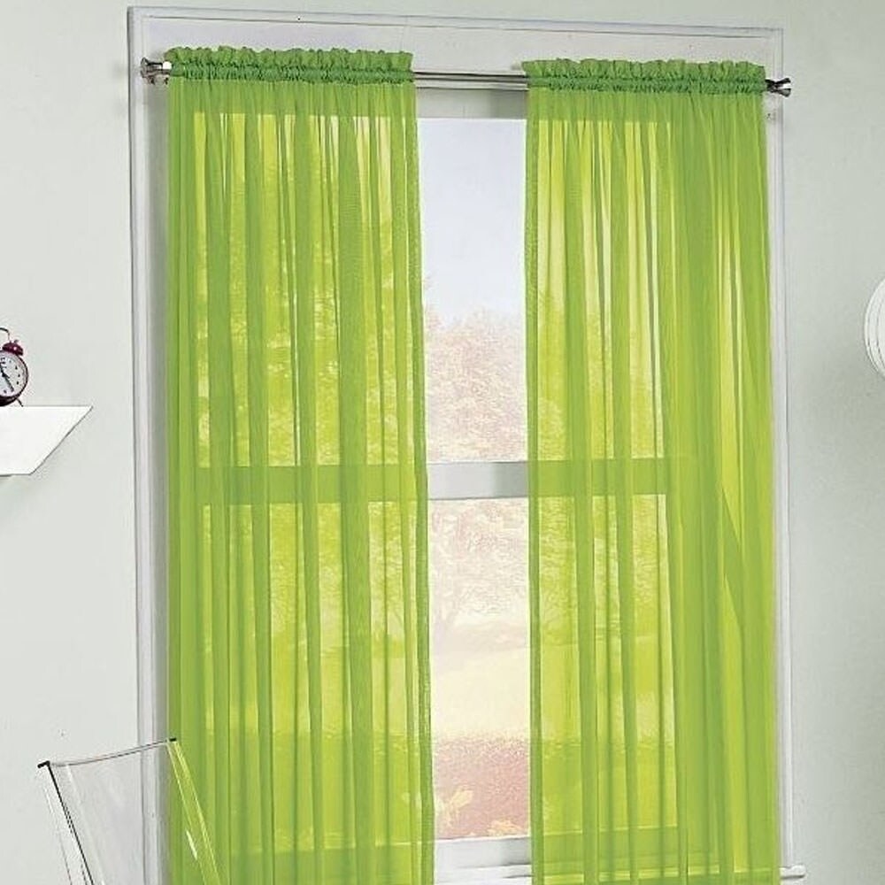 Shop Solid One Panel Sheer Curtain Window Drape 54 X 84 Lime