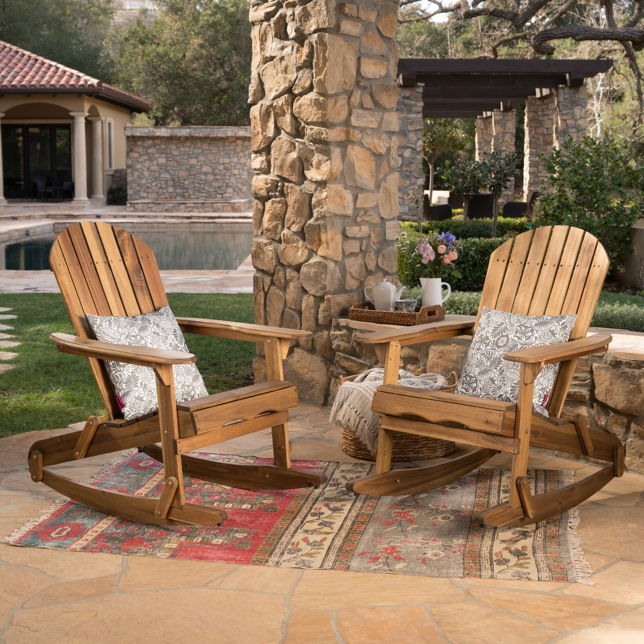 Malibu Outdoor Adirondack Rocking Chair Set Of 2 By Ebay