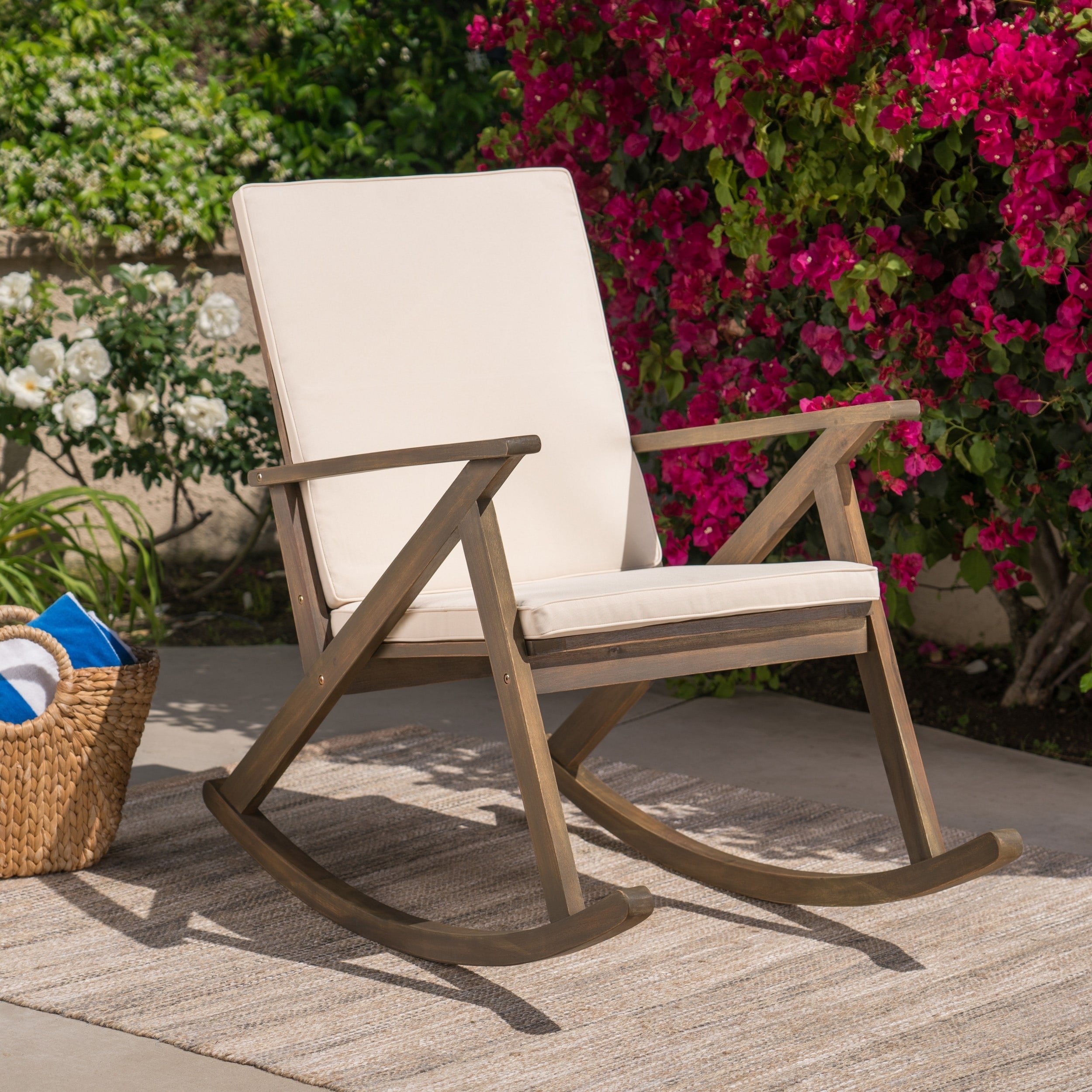 gus outdoor wood rocking chair by christopher knight home