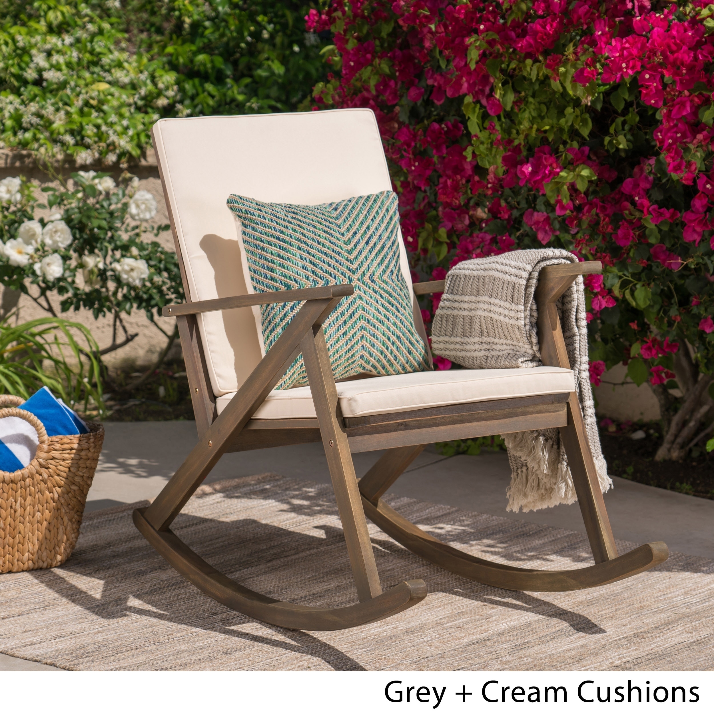 gus outdoor wood rocking chair by christopher knight home