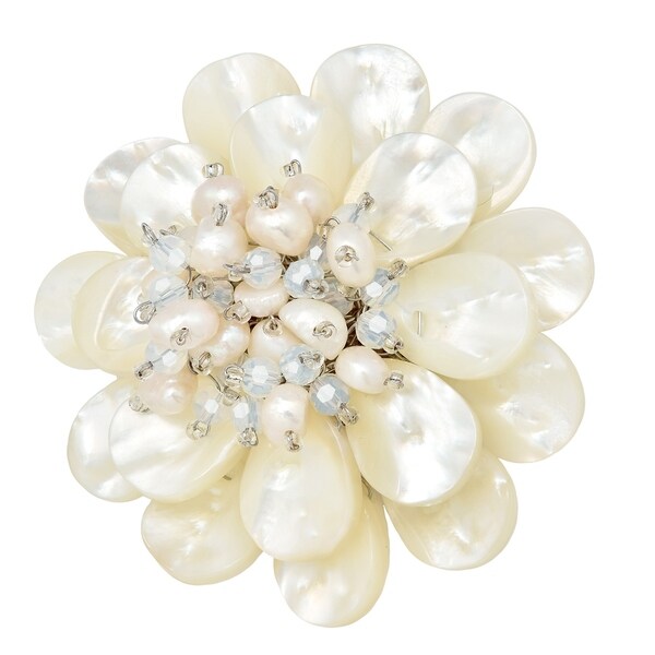 AeraVida Sparkling Black Fashion Crystal Flower Pin or Brooch