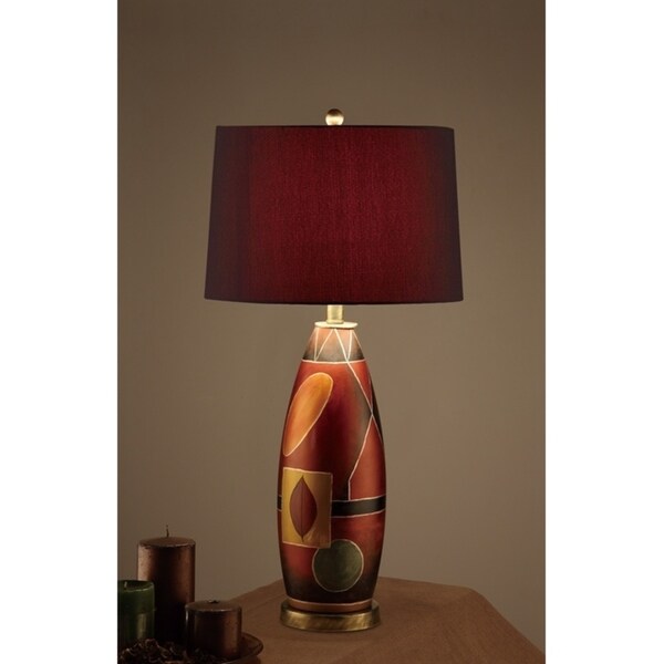 Shop Deep Red Drum Shade Table Lamp With Mosaic Pattern ...