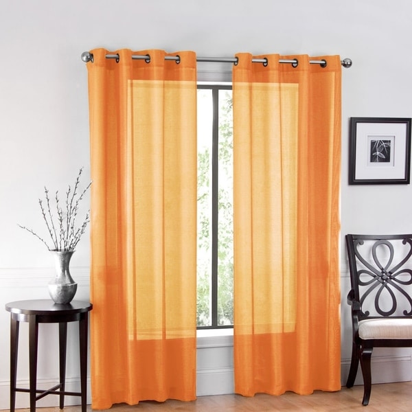 One Luxurious Sheer Grommet Curtain Panels 54 X 84 Orange One Luxurious Sheer Grommet Curtain Panels 54 X 84 Orange On Free Shipping Orders Over 45 20714907