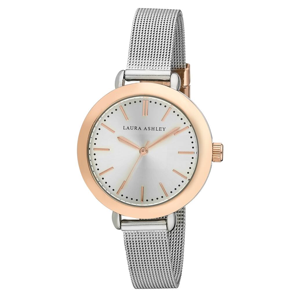 Laura Ashley Ladies Two Toned Rose Gold Mesh Watch  display picture 2