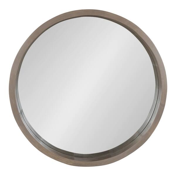 Shop Hutton Round Decorative Wood Frame Wall Mirror Overstock