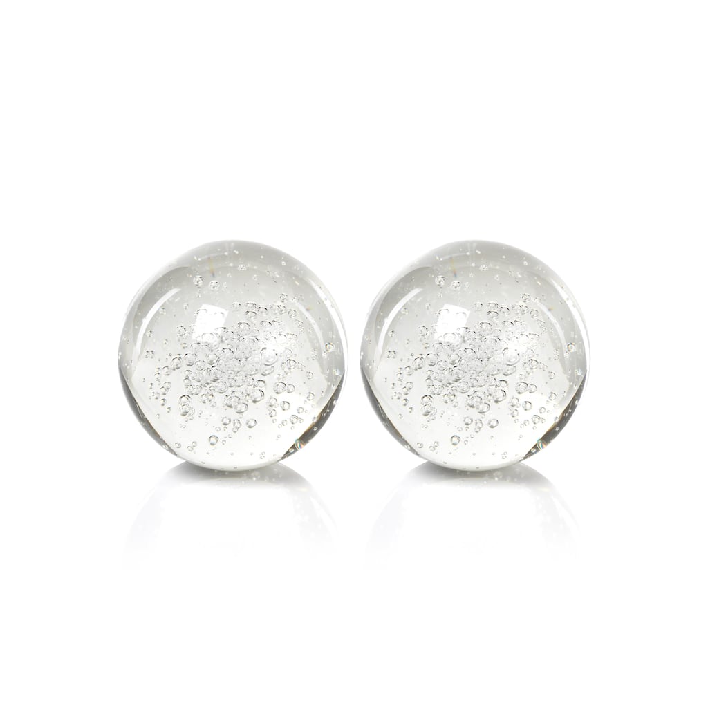 4" Crystal Decorative Ball, Bubbles Design (Set of 2)