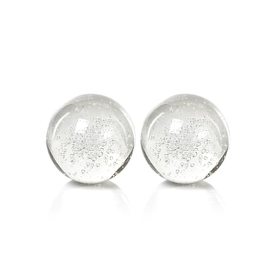 4" Crystal Decorative Ball, Bubbles Design (Set of 2)