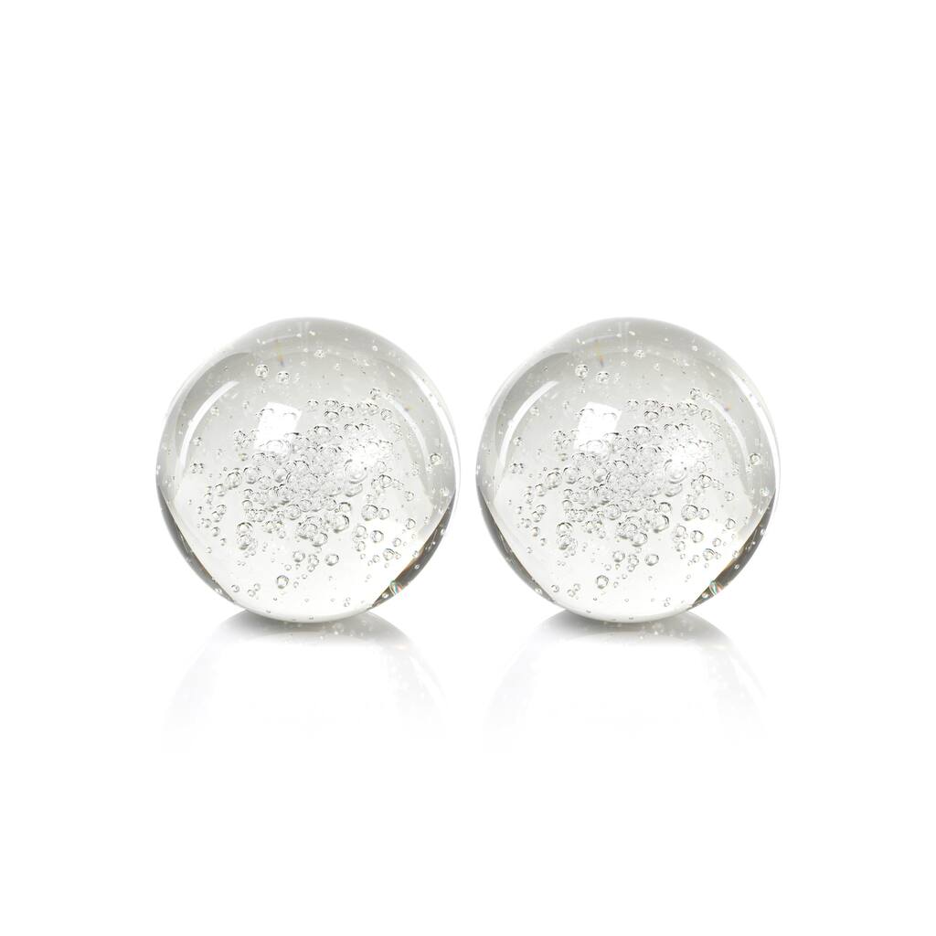 4" Crystal Decorative Ball, Bubbles Design (Set of 2)