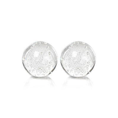 3.5" Crystal Decorative Ball, Bubbles Design (Set of 2)
