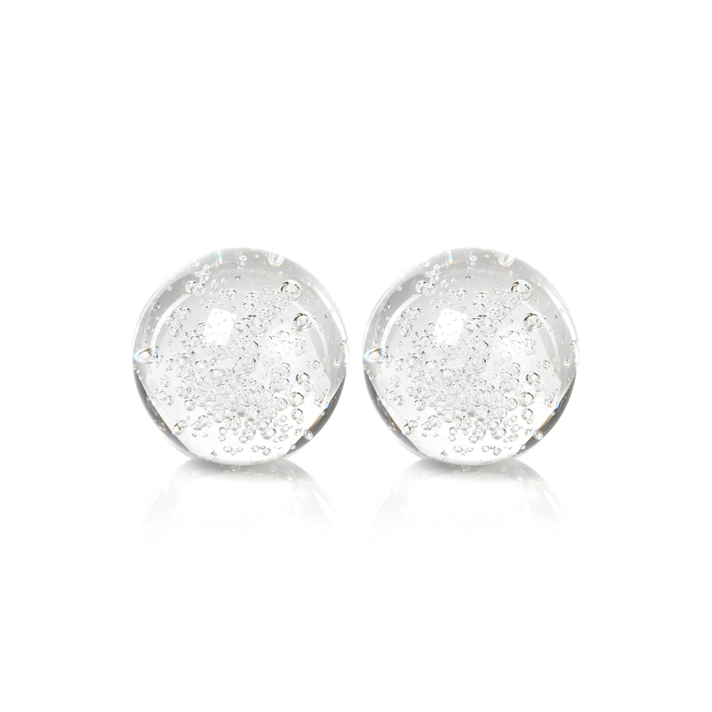 3.5" Crystal Decorative Ball, Bubbles Design (Set of 2)