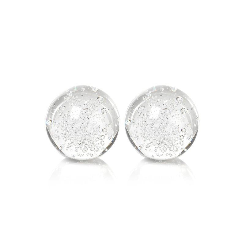 3.5" Crystal Decorative Ball, Bubbles Design (Set of 2)