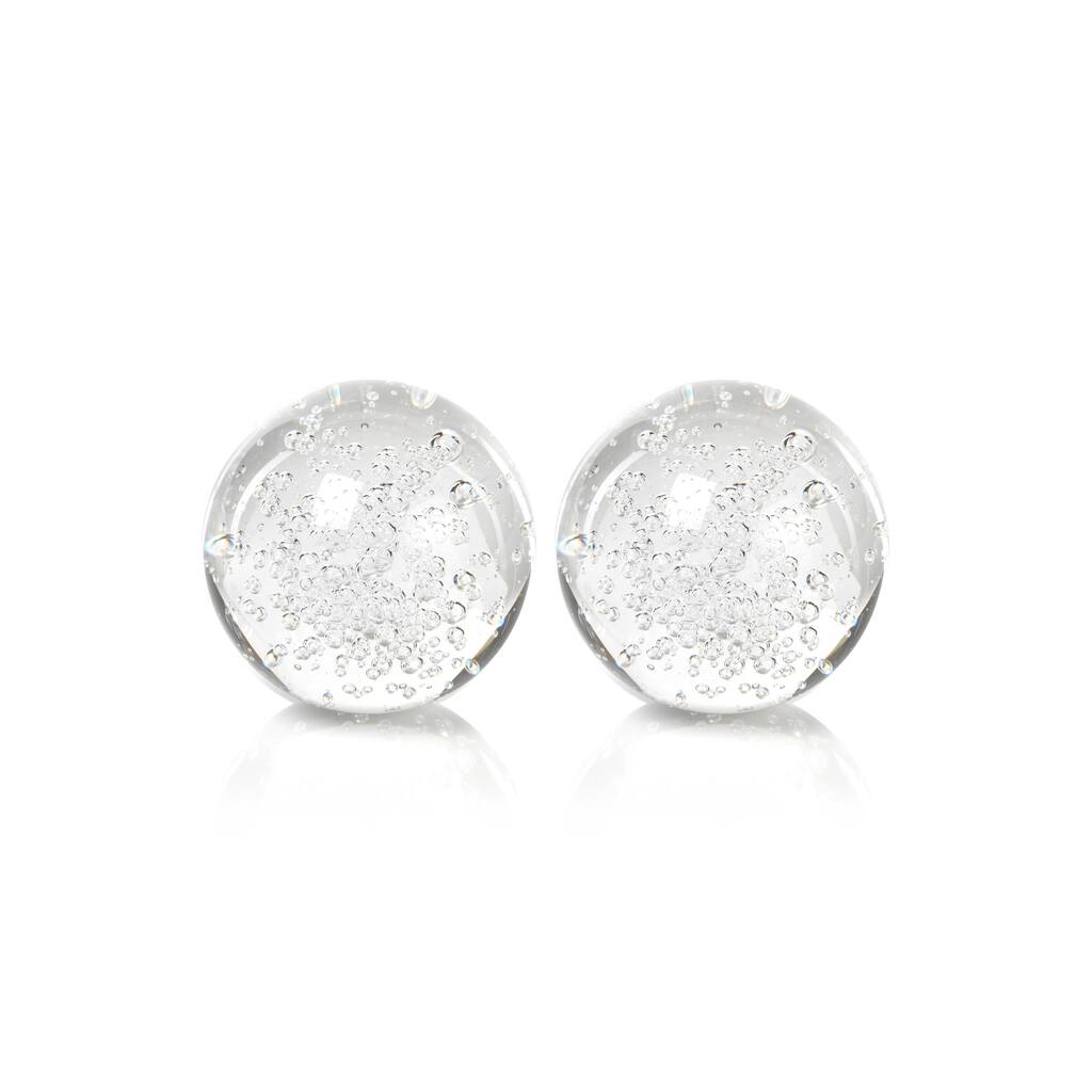 3.5" Crystal Decorative Ball, Bubbles Design (Set of 2)