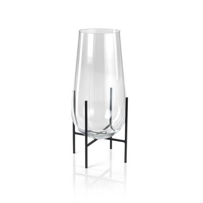 "Salema" 18.5" Tall Vase/Hurricane on Metal Stand