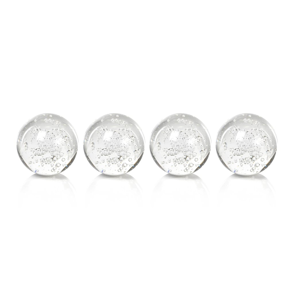 3" Crystal Decorative Ball, Bubbles Design (Set of 4)