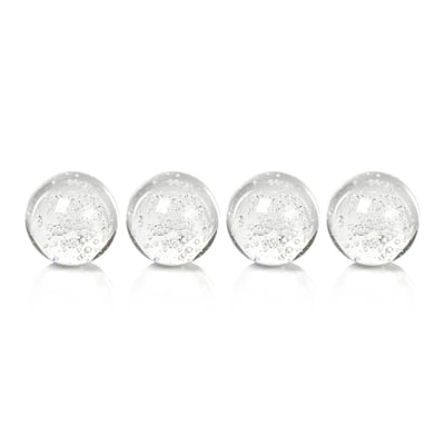 3" Crystal Decorative Ball, Bubbles Design (Set of 4)