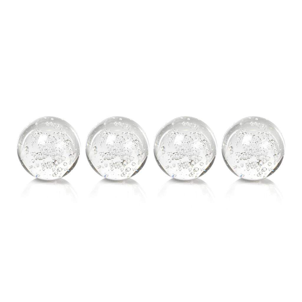 3" Crystal Decorative Ball, Bubbles Design (Set of 4)