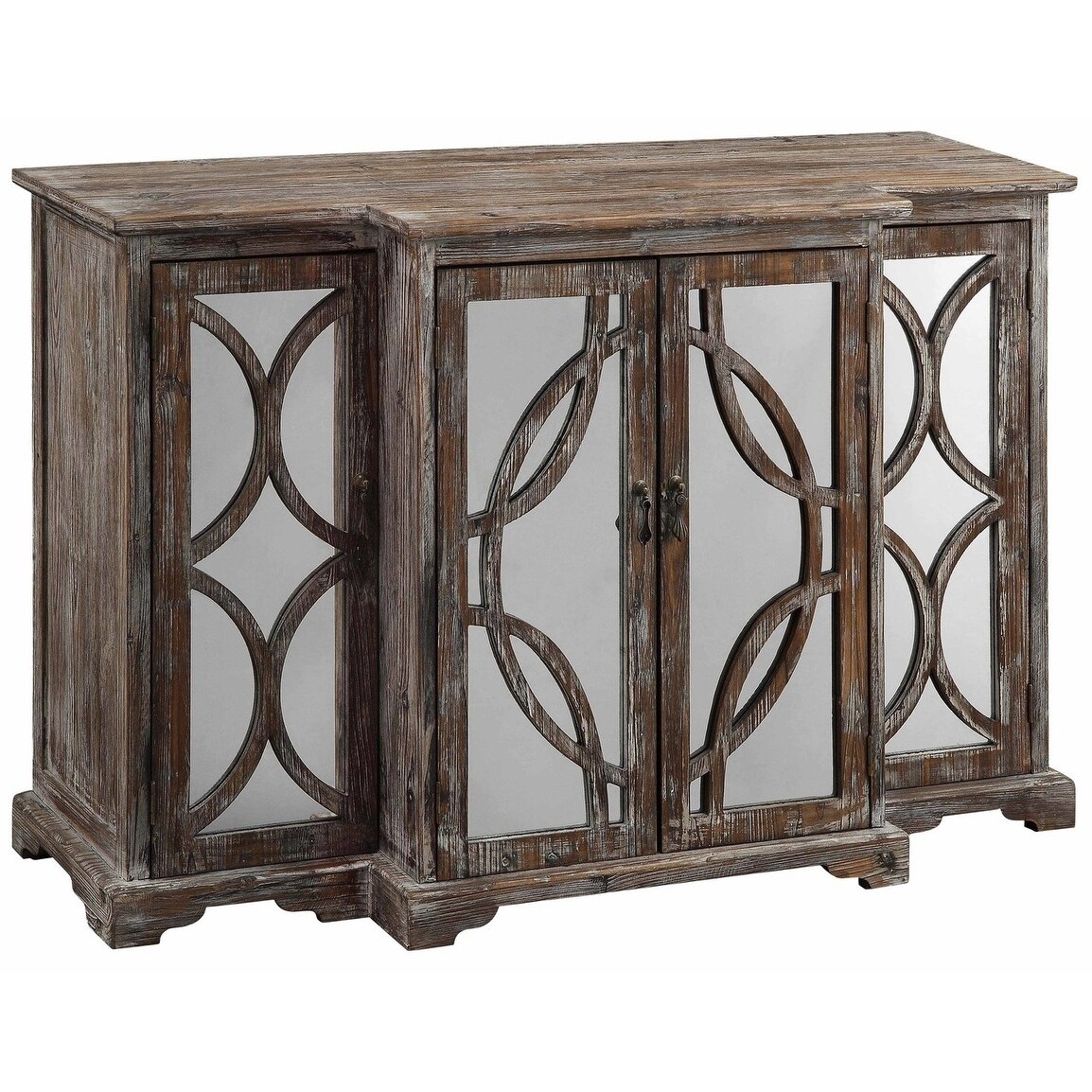 Galloway Dark Brown Rustic Wood And Mirror 4 Door Sideboard Galloway Dark Brown Rustic Wood And Mirror 4 Door Sideboard