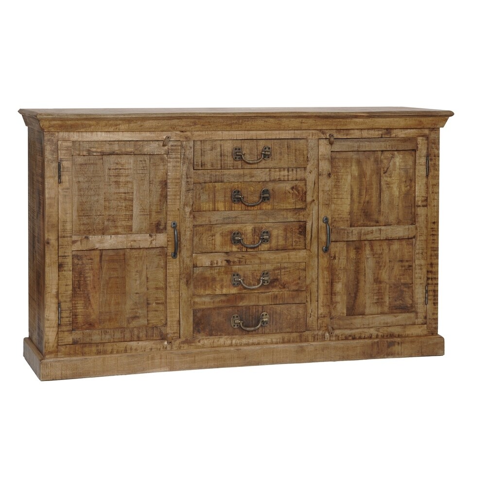 Crestview Collection Bengal Manor Natural Mango Wood 5-drawer 2-door Sideboard