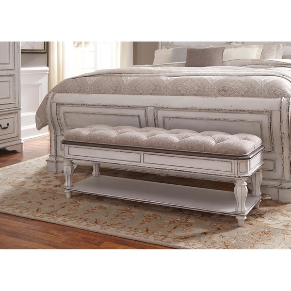 Shop Magnolia Manor Antique White Bed Bench Sale