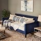 Handy Living Navy Blue Velvet Upholstered Twin-size Square Back Daybed - Thumbnail 1