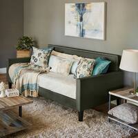 Handy Living Grey Upholstered Twin-size Square Back Daybed