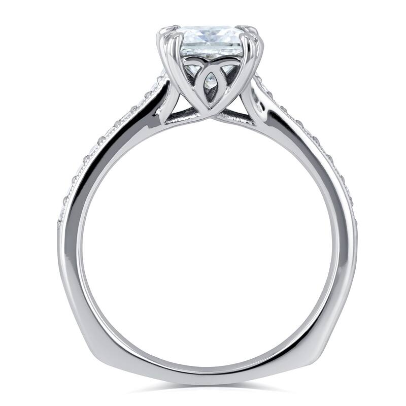 Annello by Kobelli 14k Gold 1 1/10ct TGW Princess Moissanite and Diamond Euro Shank Engagement Ring (GH/VS, GH/I)