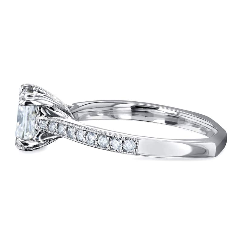 Annello by Kobelli 14k Gold 1 1/10ct TGW Princess Moissanite and Diamond Euro Shank Engagement Ring (GH/VS, GH/I)