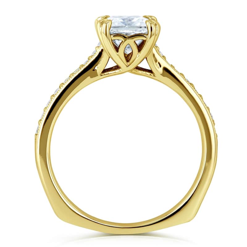 Annello by Kobelli 14k Gold 1 1/10ct TGW Princess Moissanite and Diamond Euro Shank Engagement Ring (GH/VS, GH/I)