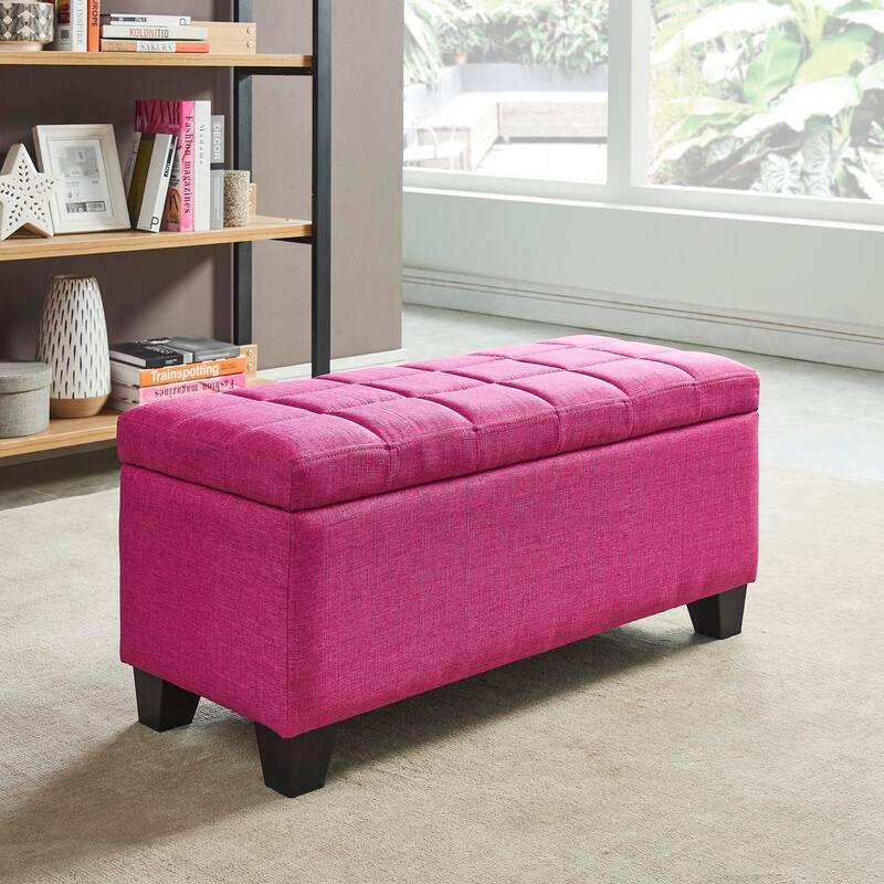 Lila-Fabric Storage Ottoman - Pink
