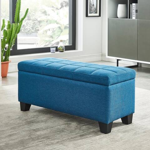 Lila-Fabric Storage Ottoman