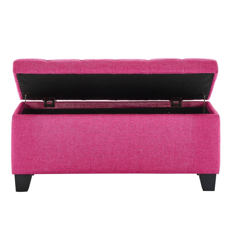 Lila-Fabric Storage Ottoman