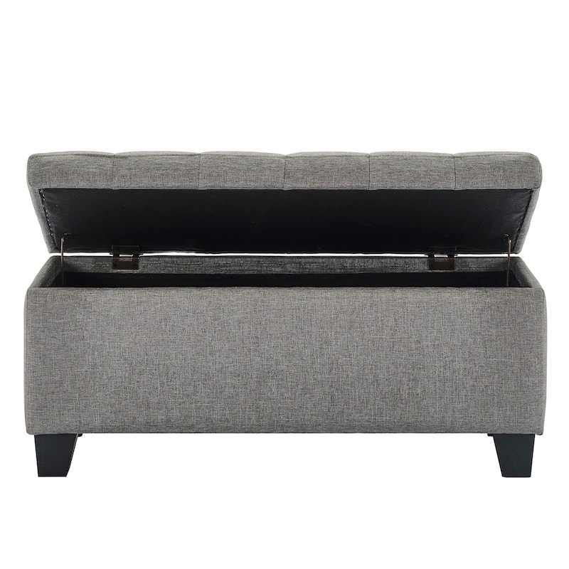 Lila-Fabric Storage Ottoman