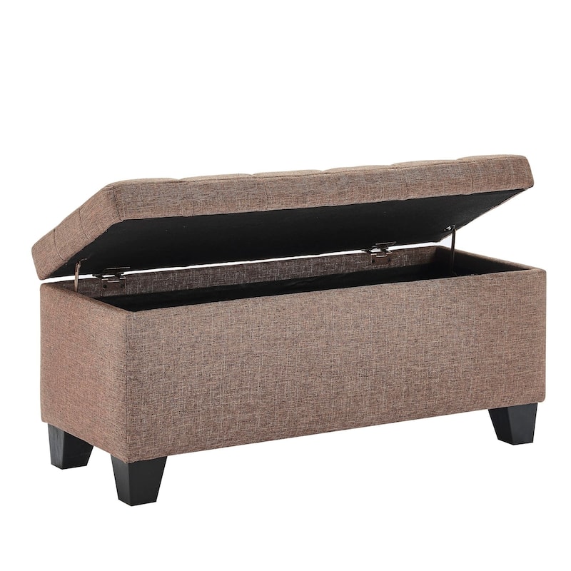 Lila-Fabric Storage Ottoman