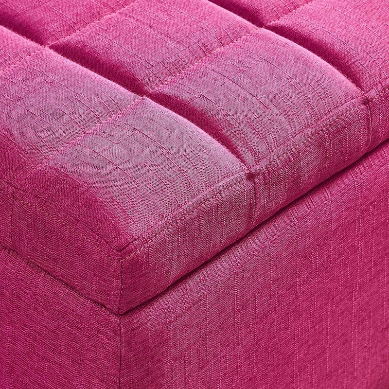 Lila-Fabric Storage Ottoman