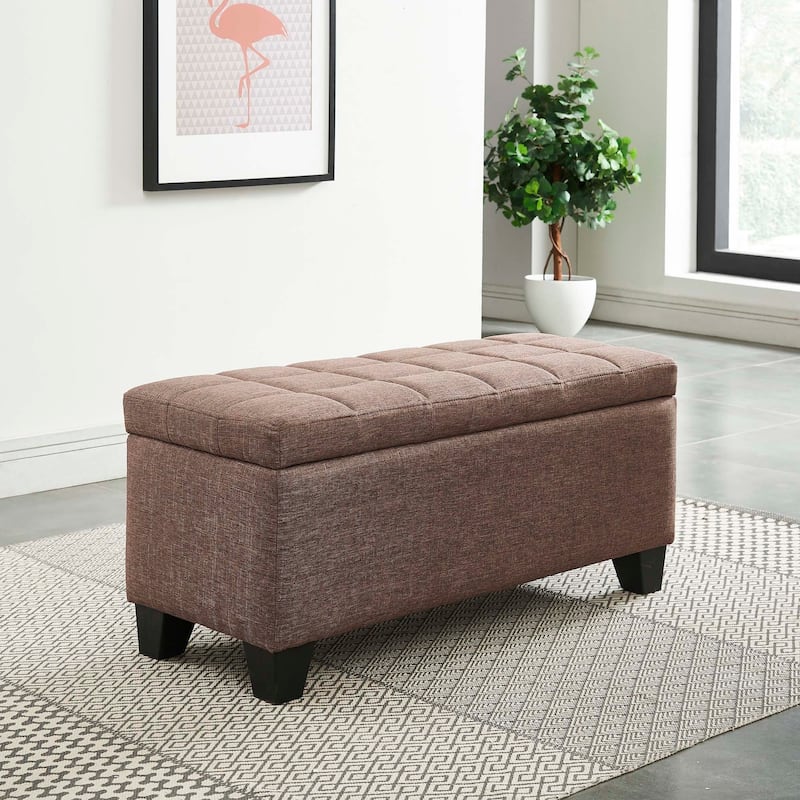 Lila-Fabric Storage Ottoman - Brown