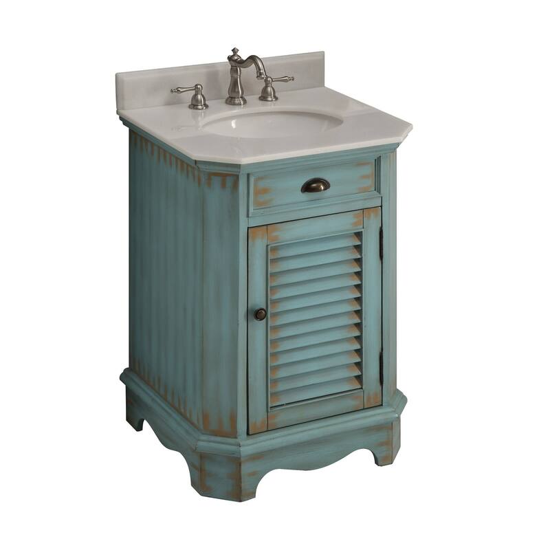 24" Benton Collection Abbeville Distressed L. Blue Rustic Vanity W/BS