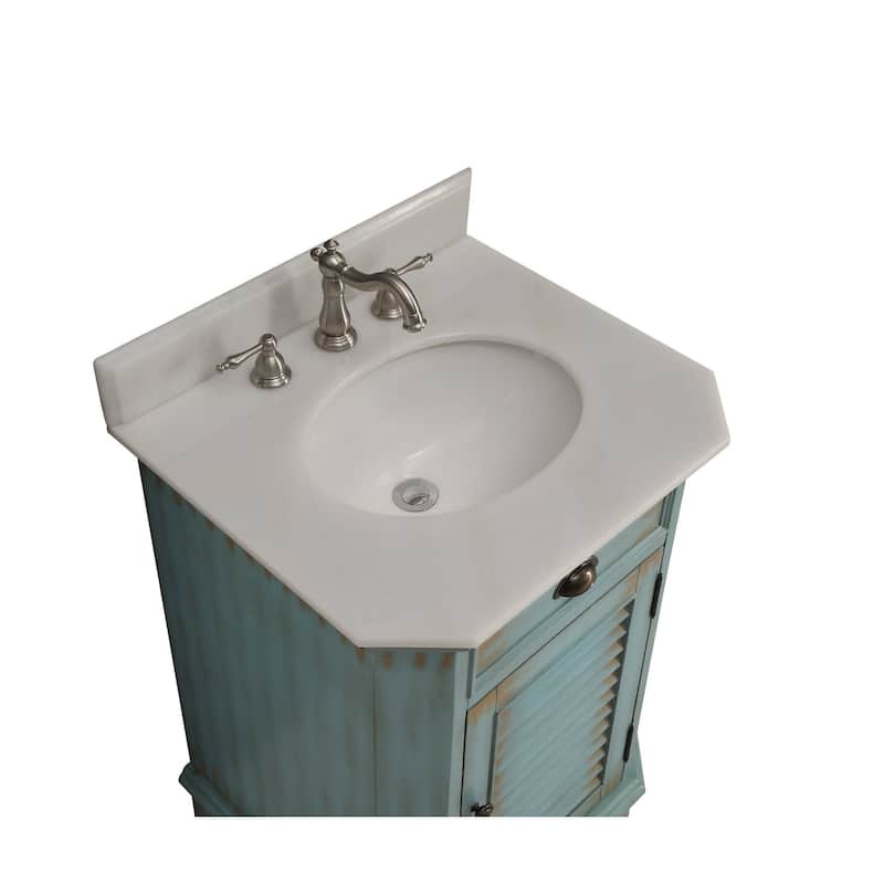 24" Benton Collection Abbeville Distressed L. Blue Rustic Vanity W/BS