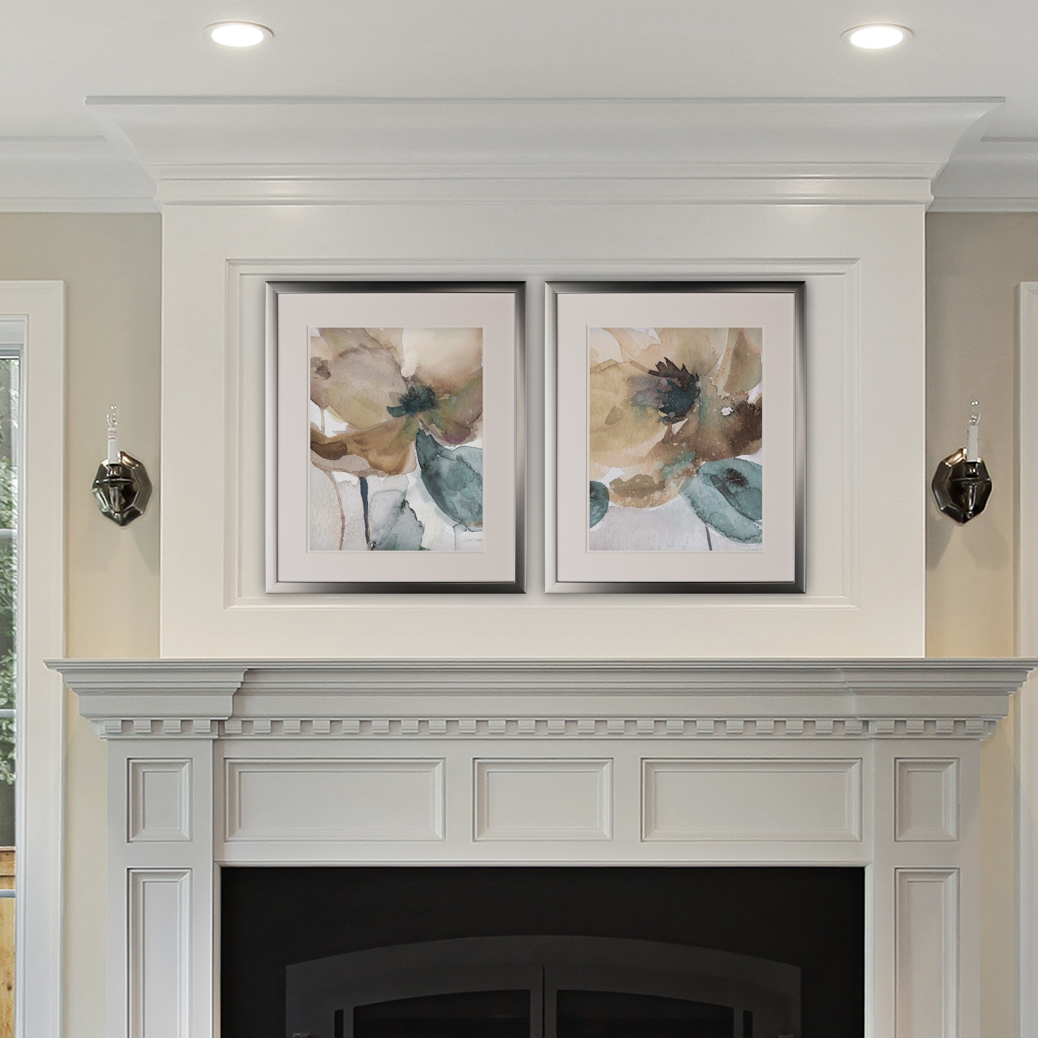 Watercolor Poppy -2 Piece Set - Silver Frame