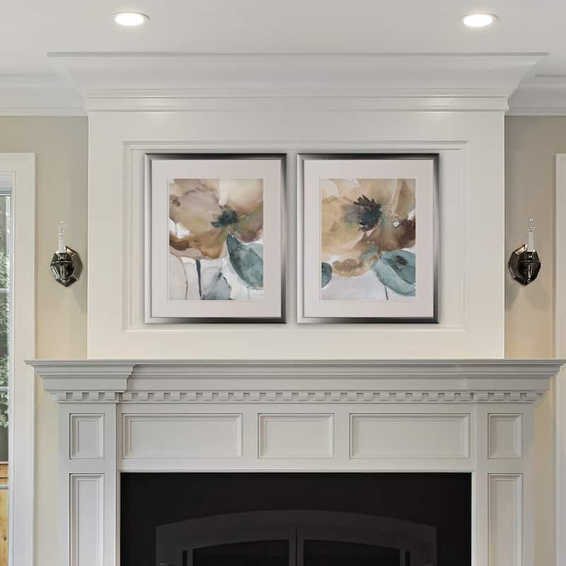 Watercolor Poppy -2 Piece Set - Silver Frame