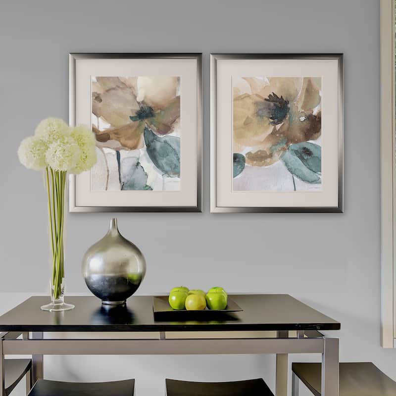 Watercolor Poppy -2 Piece Set - Silver Frame