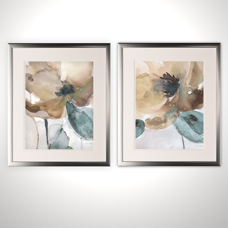 Watercolor Poppy -2 Piece Set - Silver Frame
