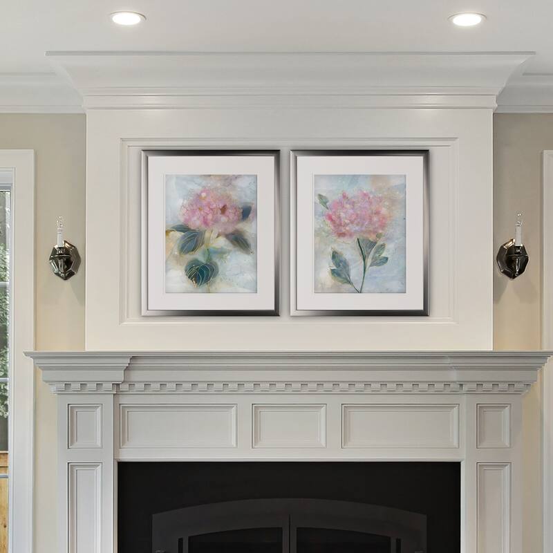 Stained Glass Hydrangea -2 Piece Set - Silver Frame