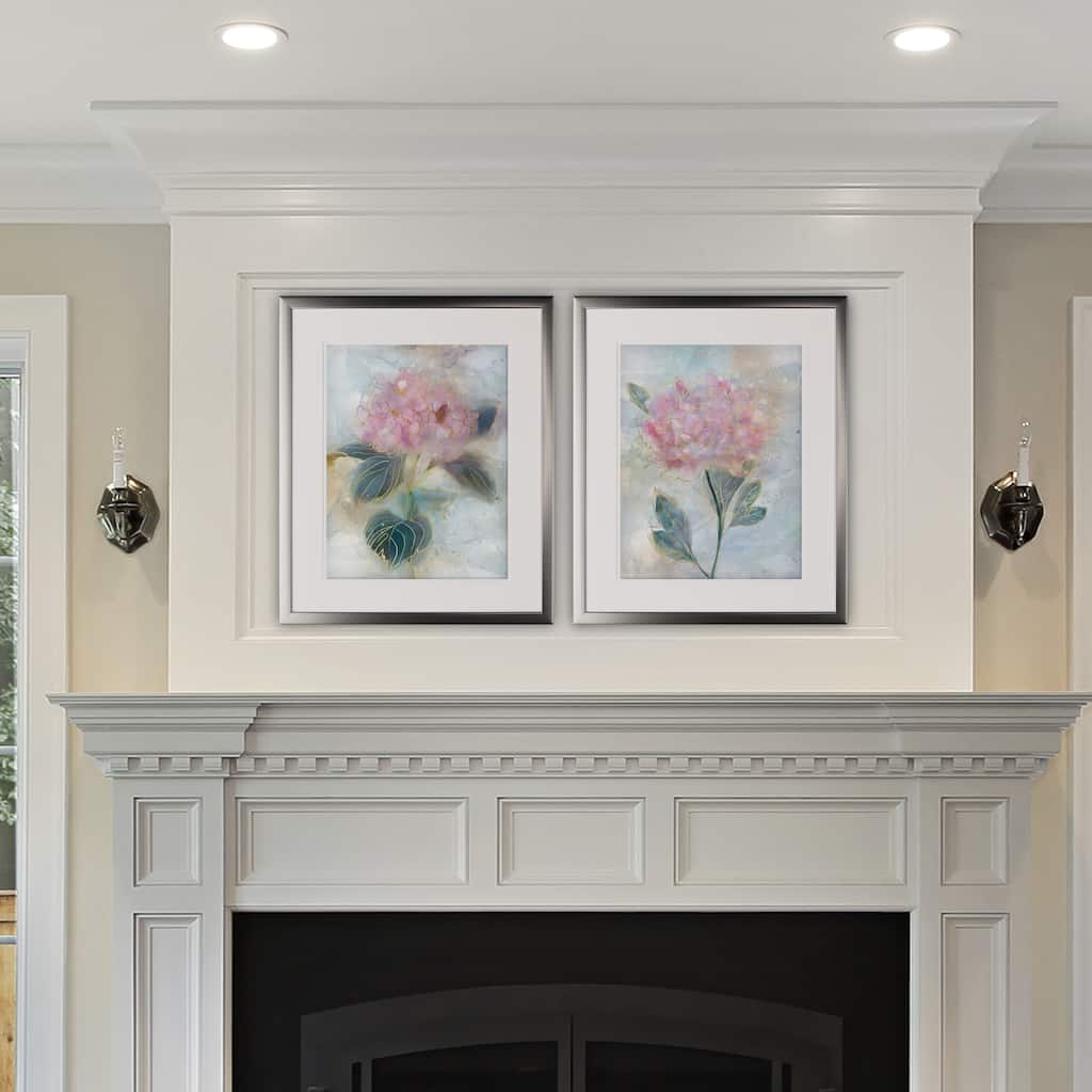 Stained Glass Hydrangea -2 Piece Set - Silver Frame