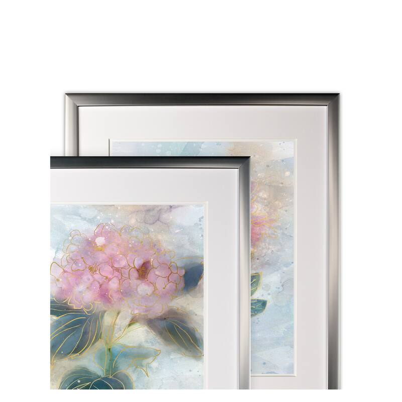 Stained Glass Hydrangea -2 Piece Set - Silver Frame