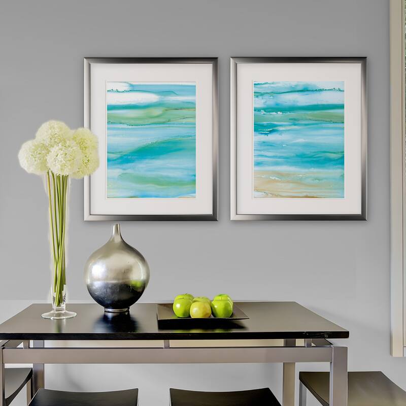 Coastal Abstract -2 Piece Set - Silver Frame