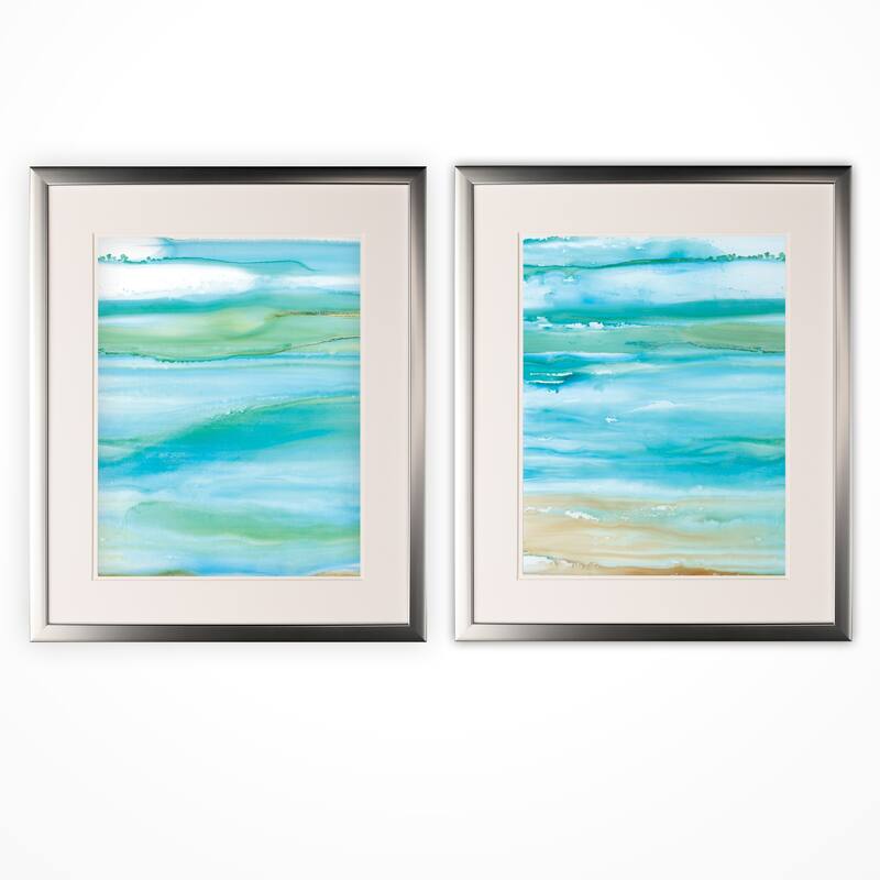 Coastal Abstract -2 Piece Set - Silver Frame